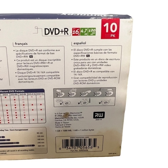 Memorex DVD+R 10 Pack Slim Jewel Cases - Picture 7 of 8